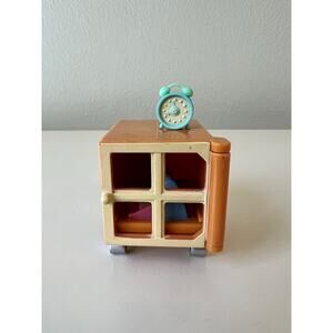 Loving Family Computer Printer Cabinet Pull Out Drawer Dollhouse Clock